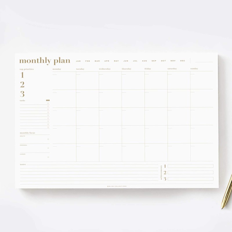 Bliss Collections Monthly Planning Pad, To Do List Notebook -