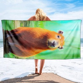 YISUMEI Capybara Beach Towels for Adults Extra Large 180 x 90 cm, Microfibre Quick Dry Towel for Travel Swimming Camping Sports