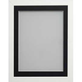Frame Company Connolly Range White Wooden Picture Photo Frame with Black Mount 9x7 for pic size 7x5 *Choice of Sizes*