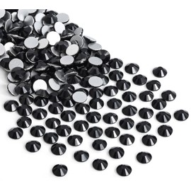 Jollin Glue Fix Crystal Flatback Rhinestones Glass Diamantes Gems for Crafting Nail Art Crafts Decorations Clothes Shoes 4.0mm (ss16 1440pcs, Jet)