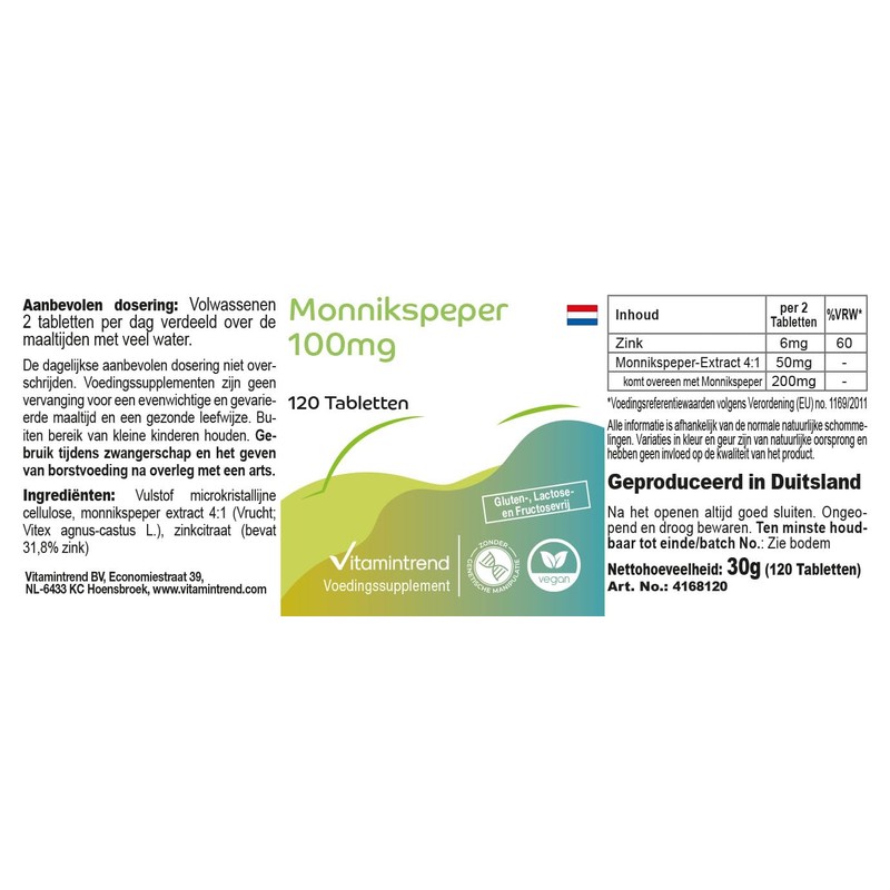 Mönchspfeffer - mit 6mg Zink und 200mg Mönchspfeffer pro Tagesdosis