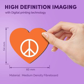 1 x Heart MDF Magnets - Orange Peace Symbol Camper Van Surf 5611