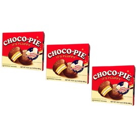 3 Packs - Choco Pie With Marshmallow - Banh Choco Pie Ket Hop Marshmallow - 12 Cakes per Box with 3 Boxes per Order - Product of South Korea