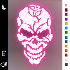 customTAYLOR33 High Intensity Reflective Skull Rose Decal (Premium Quality) / Multiple Colors/Vehicle & Helmet Compatible/Nighttime Visibility (Special Edition Purple, 4 inch X 2.5 inch)