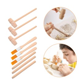 9 Pieces Archaeological Tools Kids Excavation Tool Set for Children, Archaeological Excavation Tools, Dinosaur Digging Tools, Small Brush Chisel Hammer, Role Play Set