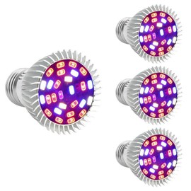Esbaybulbs 4 Pcs Full Spectrum E26 LED Grow Light Bulb, 28W Grow Plant Light for Hydroponics Greenhouse Organic Indoor Plants