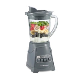 Hamilton Beach Power Elite Wave Action Blender For Smoothies, 40 Oz Glass Jar, 12 Functions Including Puree, Crush Ice, 700 Watts, Grey (58153J)