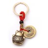 Opexicos 3Pcs Lucky Pure Brass Fortune Cat Keychain with Five
