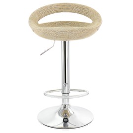 Elama 2 Piece Adjustable Rattan Barstool in Tan with Chrome Base, Grey, (ELM-905)