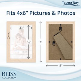 Icona Bay 4x6 Picture Frames (Light Oak, 5 Pack), Modern Style Wood Composite Frames Table Top or Wall Mount, Bliss Collection