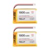 YELUFT 2pcs 3.7V 1800mAh Lithium Polymer Battery 1S 103450 Rechargeable