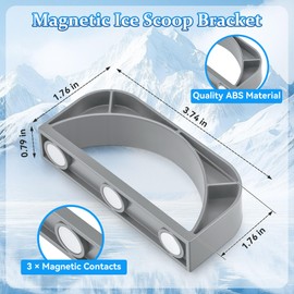 HappyAlley Ice Scoop with Magnetic Scoop Holder Compatible with GE Opal 2.0 Nugget Ice Makers, 9 In Low-Carbon Stainless Steel Alloy Scooper for Kitchen Refrigerator Accessory Pet Food Scooper(Grey)