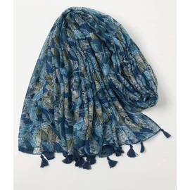 MAIRY Scarf Lightweight Ladies Scarves for Brides Bridesmaids Wedding Evening Blue Floral Print Soft Shawls and Wraps, 110