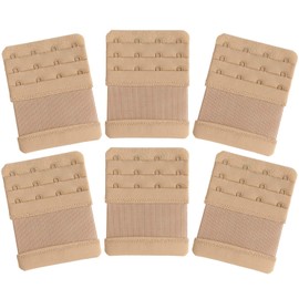YARBAR Women's Bra Extenders 4 Hook Comfortable Stretchy Bra Extension Strap (6 Pieces Nude, 4 Hook)
