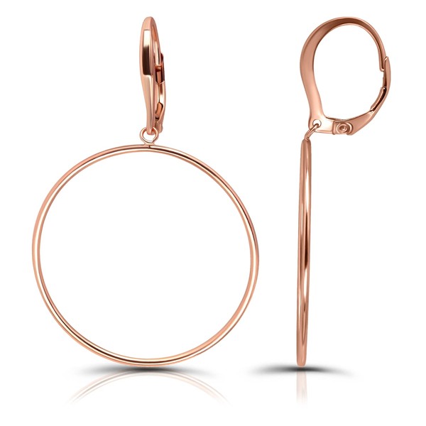 Rose Gold Flashed Sterling Silver Polished 30mm Frontal Hoop Circle