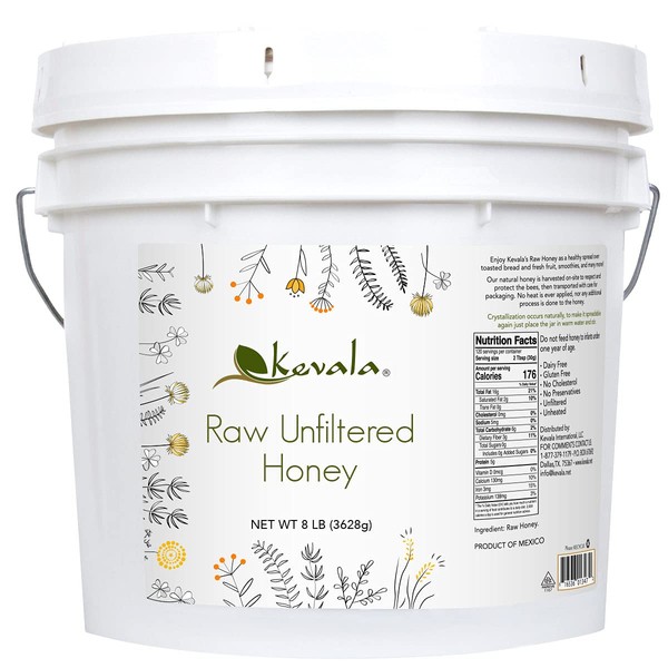 Kevala Raw Unfiltered Honey, 8 LB