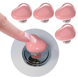 XQIGI 4PCS Lovely Toilet Tank Button Aid, Toilet button pusher helper Flush Replacement for Women Long Nail Art, Heart-Shaped Colorful Adhesive Accessory Handle for Drawer Knobs Decor（Pink）