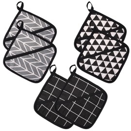 6 Pieces Kitchen Pot Holders, 18 x 18 cm Oven Square Hot Pads with Pocket