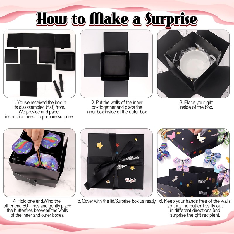 Black Flying Butterfly Explosion Gift Box - Flying Butterfly Christmas