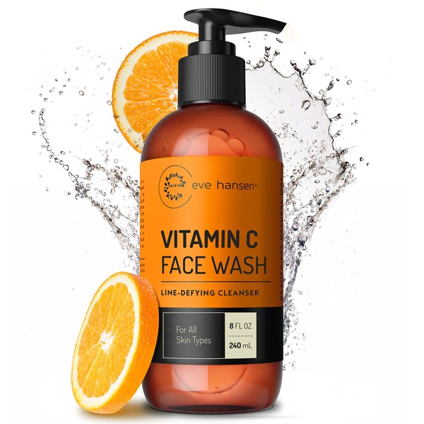 Vitamin C Cleanser Face Wash | HUGE 8 oz Anti Aging Facial Cleanser for Dark Circles, Age Spots and Fine Lines | Natural Gel Face Cleanser with Aloe Vera, Vitamin E & Rosehip