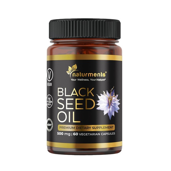 Naturments Premium Black Seed Oil Vegetarian Capsules 100% Organic Unrefined