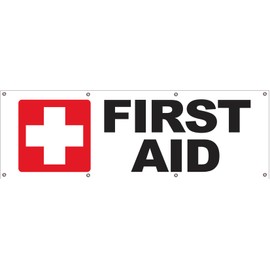 4LessCo 2x6 Feet FIRST AID Banner Sign Fabric Polyester With Grommets wb