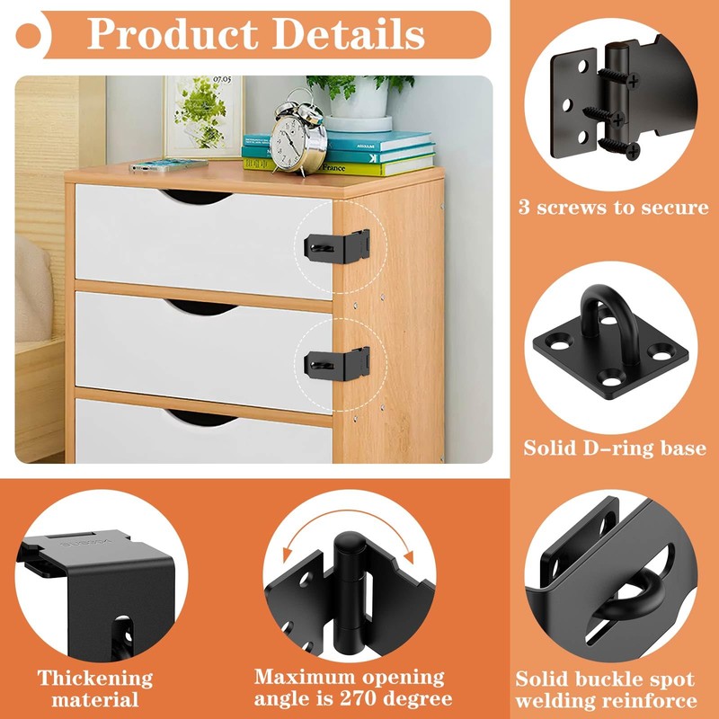 Mixizigoz 90 Degree Hasp Lock Latch, Right Angle Safe Padlock