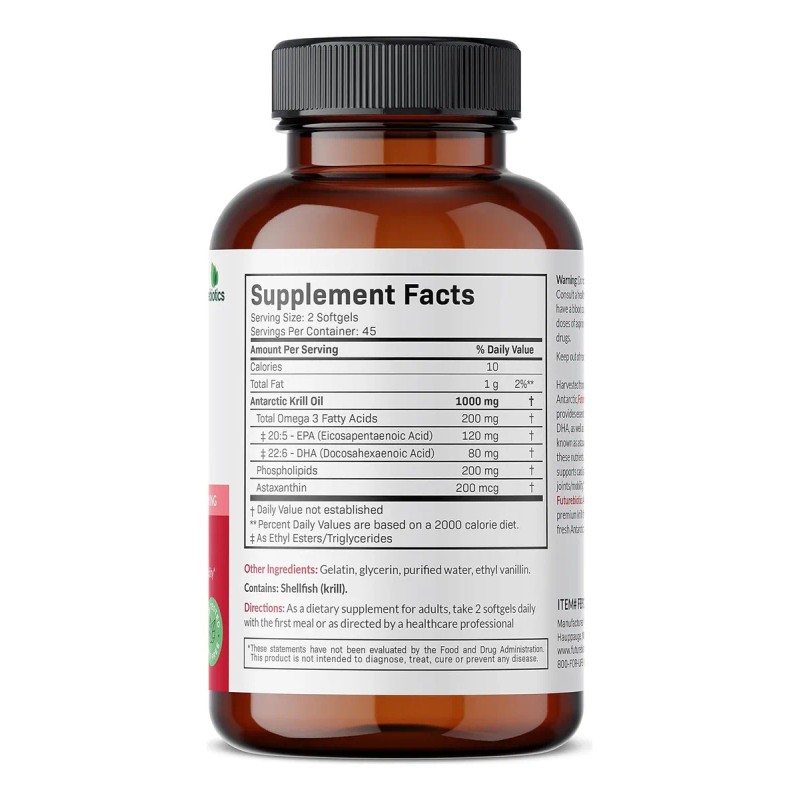 Futurebiotics Krill Oil Antartic 1000 Mg Con Astaxantina 90 Softgels