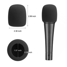 Tirron 10Pcs Microphone Foam Covers Thick Handheld Stage Microphone Windscreen Reusable Mic Foam Filter Covers for Most Microphone (Black)
