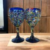 Set of 2 Handblown Pebbled Texured Wine Glass,100% Made in