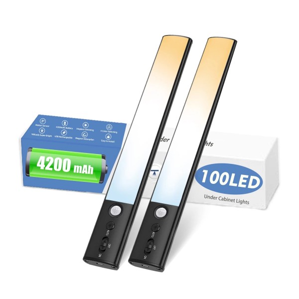 COLIJOY Motion Sensor Cabinet Light 2 Pack- 4200 mAh Battery