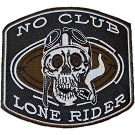 Skull No Club Lone Rider Biker Patch Sew on or Iron-on Patch