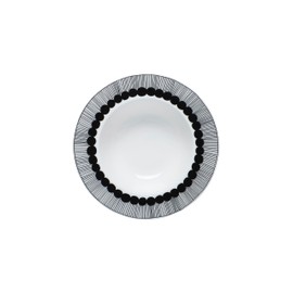 MARIMEKKO Oiva Siirtolapuutarha Deep Dinner Plate — Refine Your Kitchen Décor with Our Iconic White Stoneware — Stylish Pasta Bowls with Rim to Elevate Your Dining Experience (8”/8.8 oz)