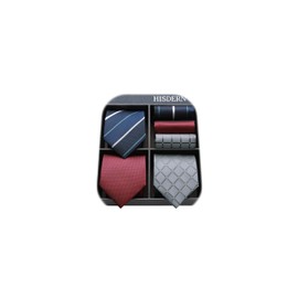HISDERN TA3-02S Brand Necktie, Chief, Set of 3, Men's, High Quality, Gift Box Included, 20 Patterns, Business, Weddings, Graduations, Father's Day Gift, Set 24, Free size