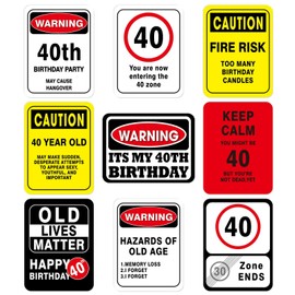 WERNNSAI 40th Birthday Decorations - 9 Pcs 40 Birthday Decorations for Men 40 Year Old Decorations Signs Table Centerpieces Funny Picture Props Women 40s Door Windows Wall Decor Bday Party Banner