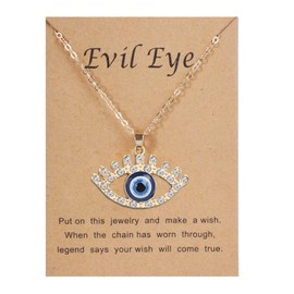 Evil Eye Necklace Lucky Blue Eye Pendent for Girls Ojo Protection Necklace for Women(Evil Eye shaped)