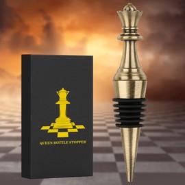 LKKCHER Chess Queen Weinverschluss, Weingeschenke für Männer Frauen Schachfans Buffspieler Liebhaber, Flaschenverschlüsse für Wein Champagner, Geburtstagsgeschenke, Weinsparer, Weinzubehör, Bronze
