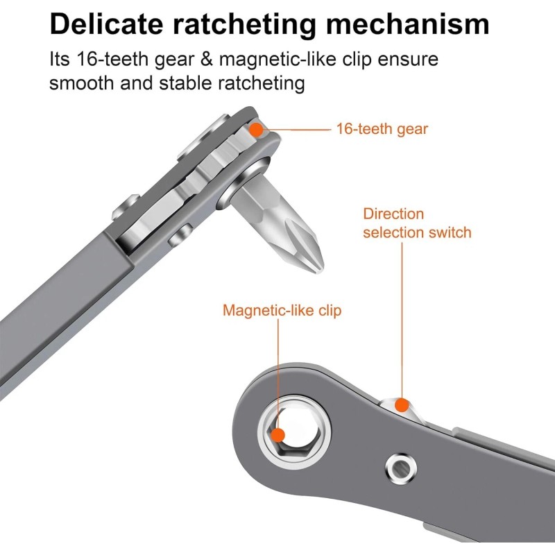 MULWARK 11pc Right Angle Screwdriver 1/4 Mini Ratchet Wrench Close