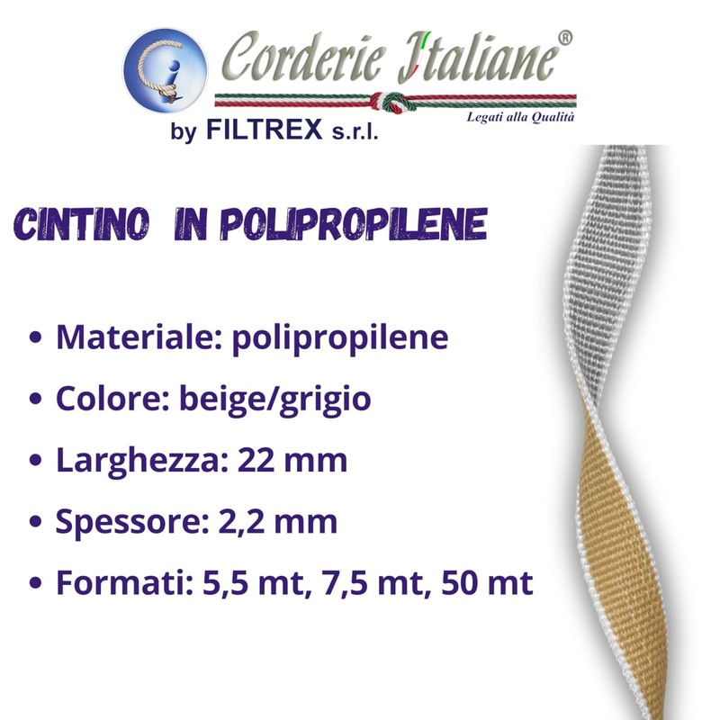 Corderie Italiane – 006000020 – Strap for Roller Shutter Polypropylene