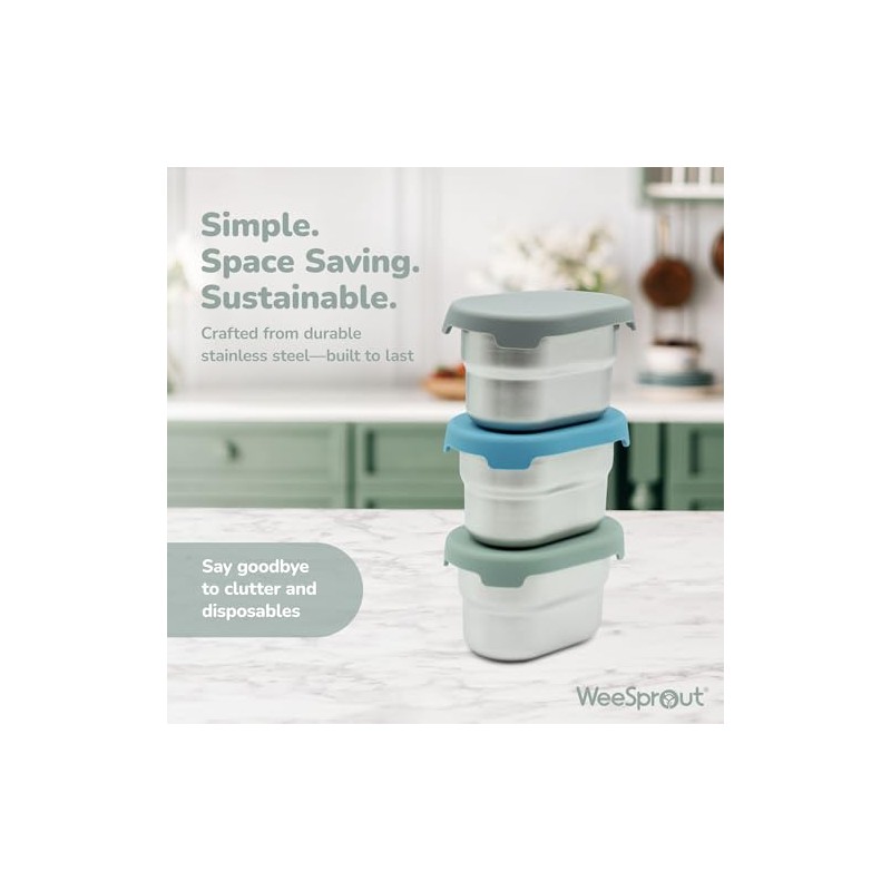 WeeSprout Stainless Steel Dip Containers (Pastel Pink, Purple, Mint)