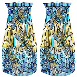 MODGY - Florero expandible, de plástico, Decorativo, Moderno, Plegable, para centros de Mesa para Boda, Mesa de Comedor, decoración del hogar, Sala de Estar, baño, libélula, Louis C. Tiffany, Paquete