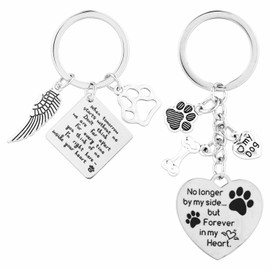 Onperpoe 2 Pcs Pet Memorial Gifts Dog Keyring for Dog Cat Lover Puppy Footprints Keychain Dog Charm Dog Memorial Gifts Sympathy Bereavement Gifts for Pet Loss Gifts Dog Remembrance Gifts with Paws
