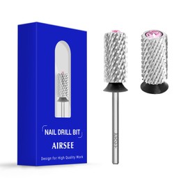 AIRSEE Tungsten Carbide Acrylic Nail Drill Bit Efile Electric File Machine Head Tip for Manicure Polishing Art Remove Gel 3/32" 2 Way Beginner Safety Pink Crystal Top Barrel Extra Coarse-XC