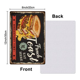 Hobbspring 1 Piece Vintage Metal Tin Sign 20 x 30 cm Retro Iron French Toast Restaurant Sign Rust Look Breakfast Time Toast Poster for Kitchen Restaurant Fast Food Shop Wall Decoration