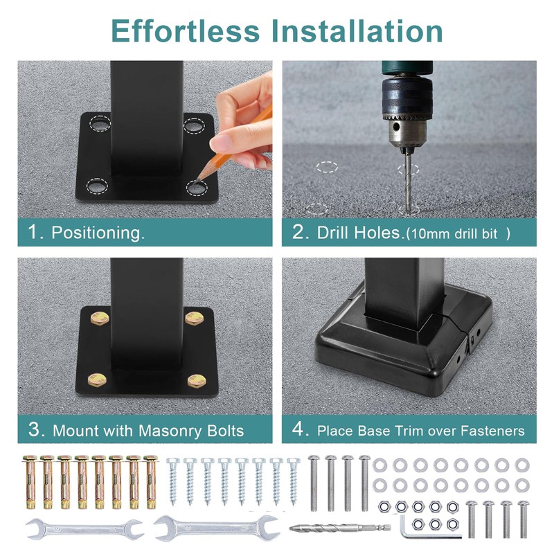 LMRSTOO Handrails for Outdoor Steps, Fit 2 or 3 Steps