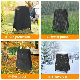 Cover for Ninja Woodfire Outdoor Oven OO101 Series on Its Stand, Pizza Oven Cover with Bottom Fixing Band, Weather Resistant Pizza Oven Accessories, Black