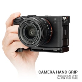 JJC GP-X2 Metal Hand Grip Extension Bracket for Sony A7CII A7C II A7CR A7C R Camera, for Airtag Holder, Anti-Slip Pad, with Arca Swiss Quick Release Plate, 1/4"-20 Tripod Hole & Hand Strap Hole