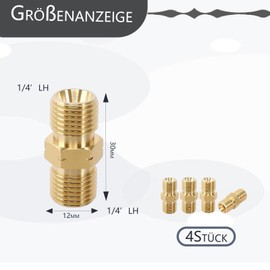 Brass Gas Hose Quick Coupling 1/4 Inch Lks, DN8 Double Nipple Gas Quick Coupling Gas Hose Connector Gas Connection Adapter Connection Hose Adapter for Air Conditioning Solar Systems Pack of 4