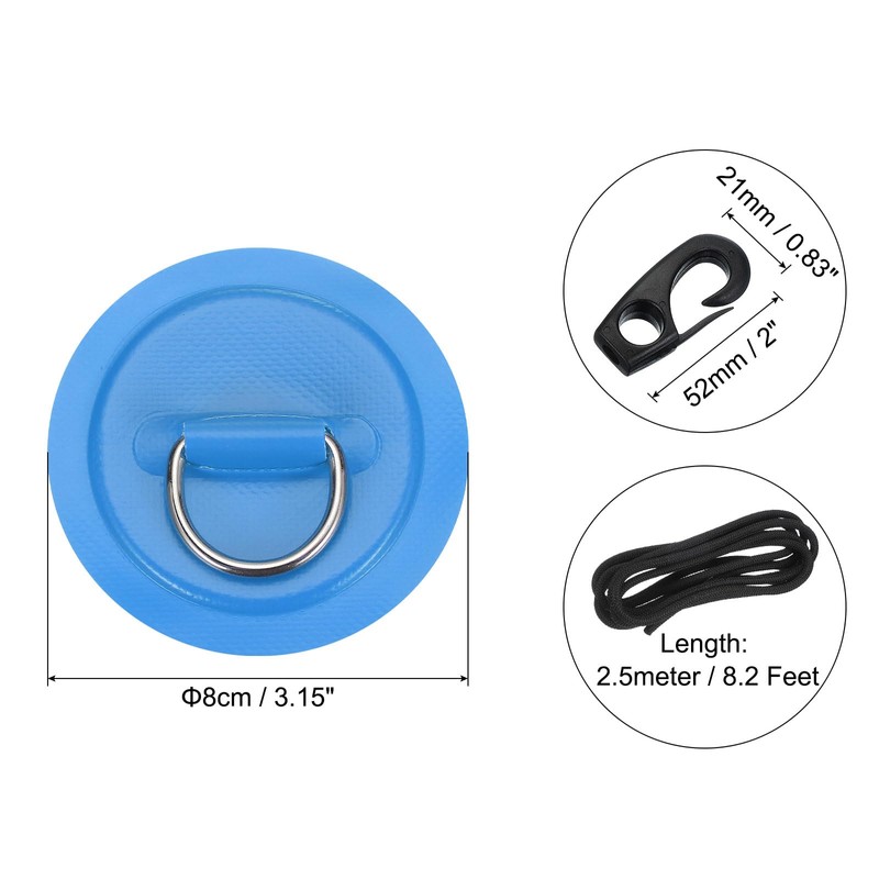 PATIKIL D-Ring Patch, 4 Pcs Stainless Steel D-Ring PVC Patch