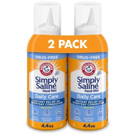 Arm & Hammer Simply Saline Daily Care Nasal Mist 4.4oz, Saline Nasal Spray, Drug-Free, 2-Pack
